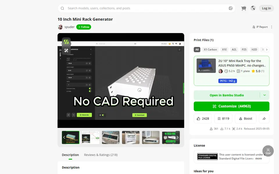 Screenshot of 10 Inch Mini Rack Generator