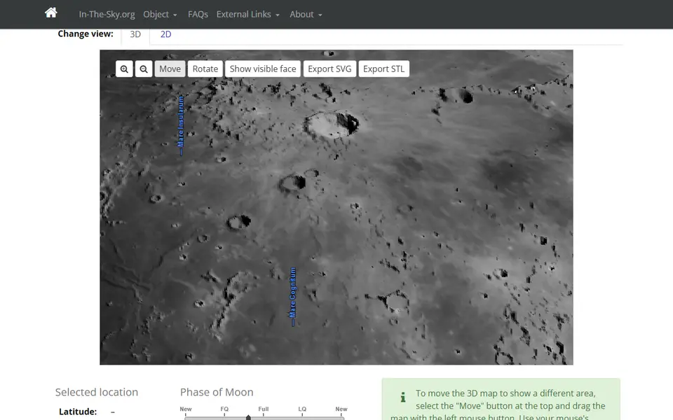 Screenshot of 3D Moon Map