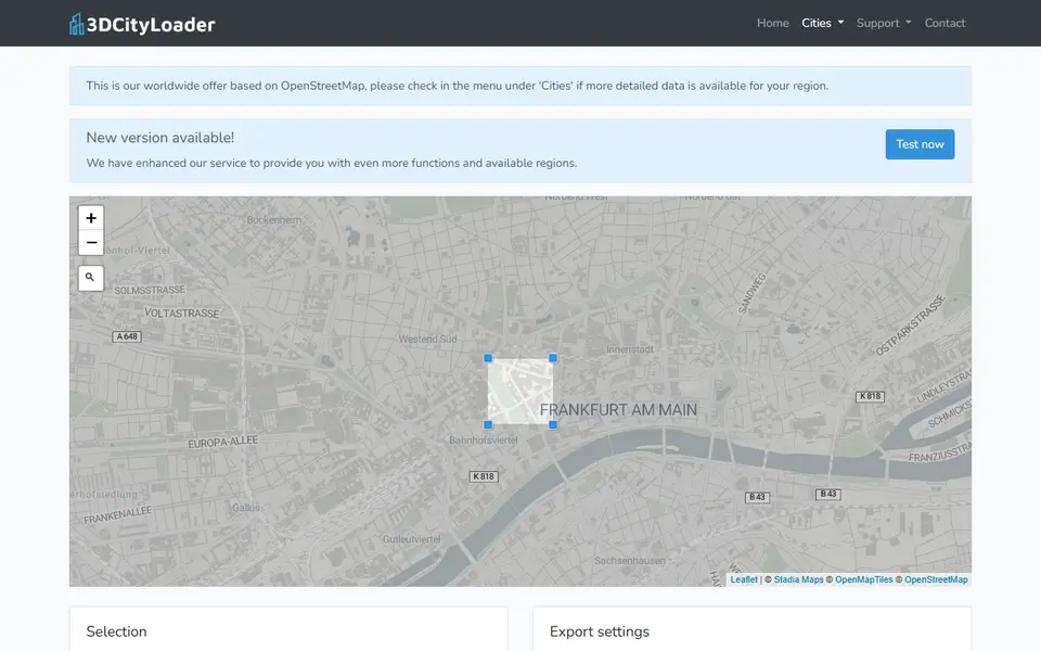 Screenshot of 3DCityLoader