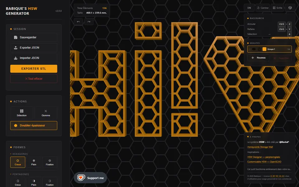 Screenshot of Babique's HSW Generator