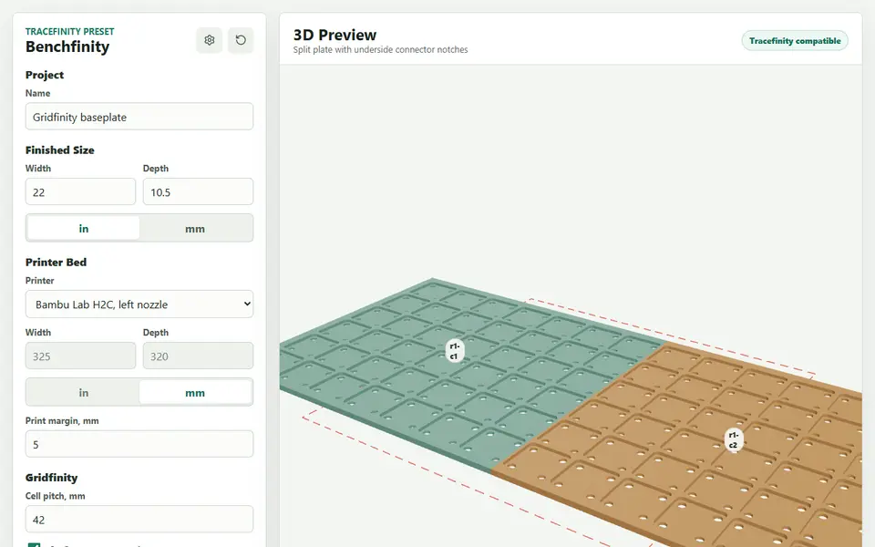 Screenshot of Benchfinity Workbench