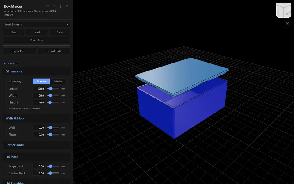 Screenshot of BoxMaker (dcity)