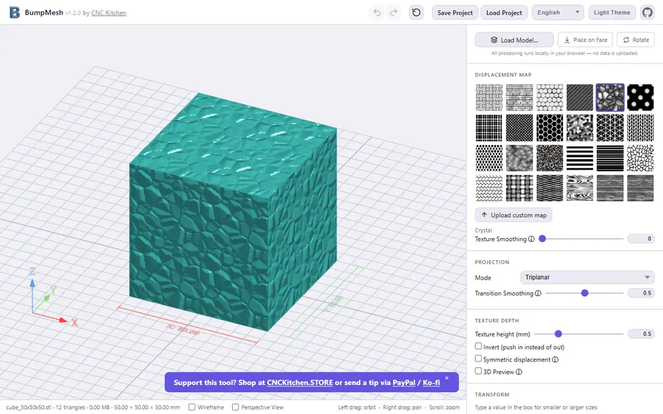 Screenshot of BumpMesh by CNC Kitchen