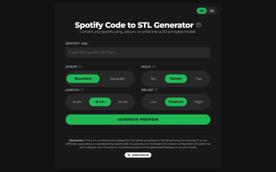 Screenshot of CodesToSTL