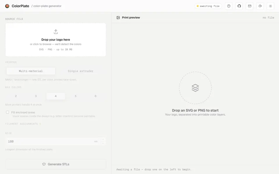 Screenshot of ColorPlate