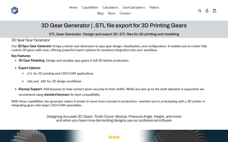 Screenshot of Evolvent Design 3D Gear Generator