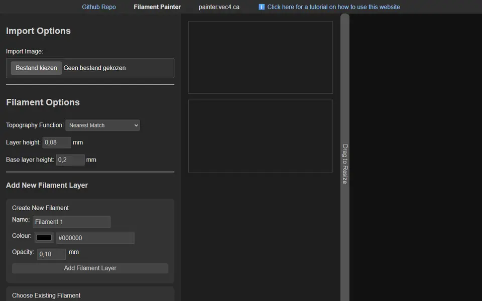 Screenshot of Filament Painter