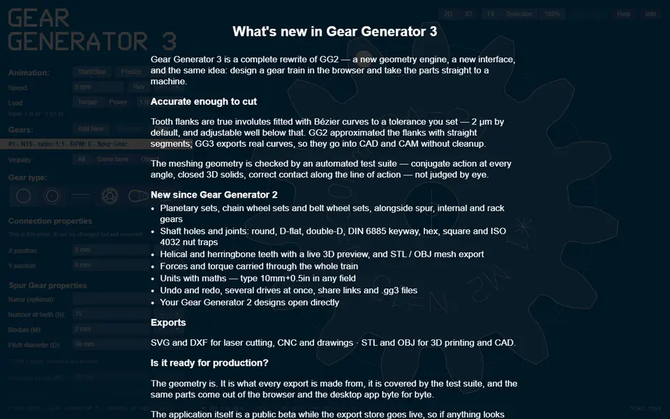 Screenshot of Gear Generator 3
