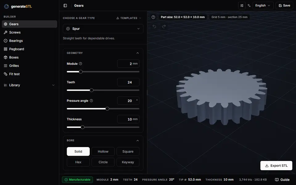 Screenshot of GenerateSTL
