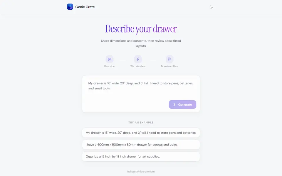 Screenshot of Genie Crate