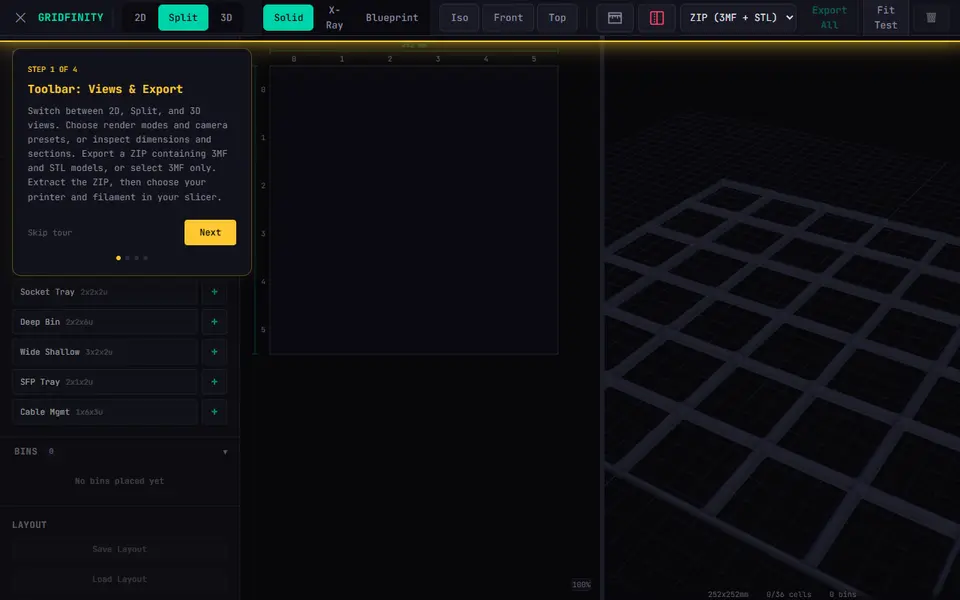 Screenshot of Gridfinity Builder