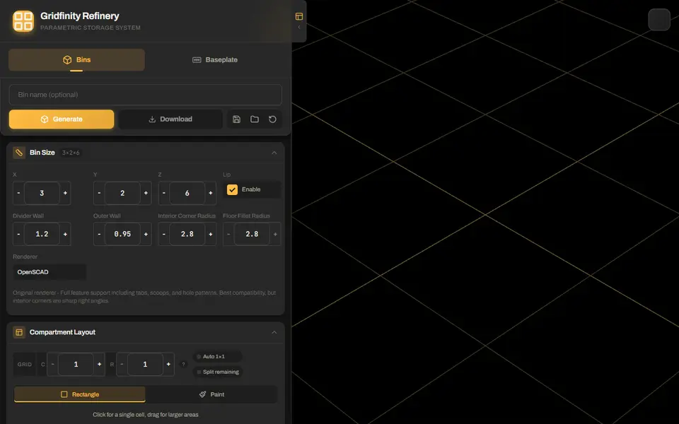 Screenshot of Gridfinity Refinery