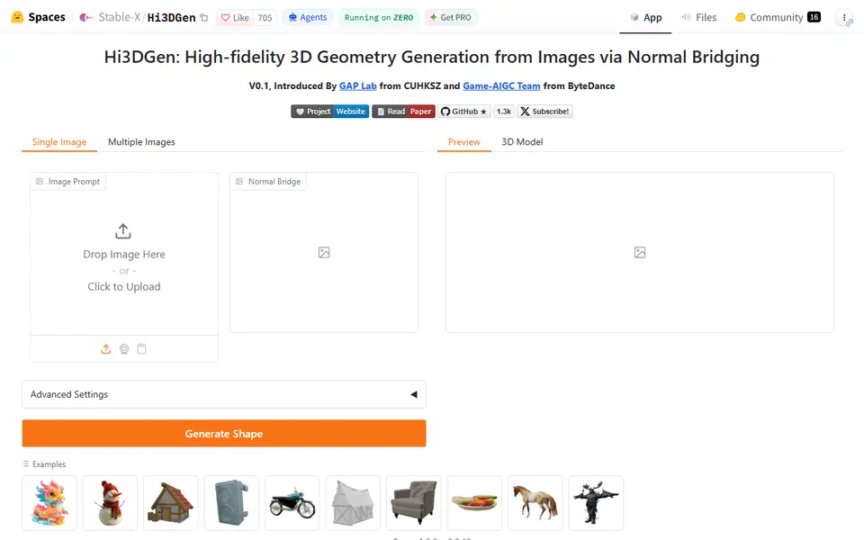 Screenshot of Hi3DGen