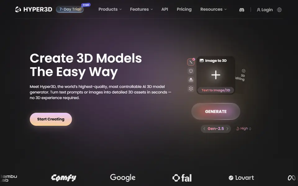 Screenshot of Hyper3D Rodin