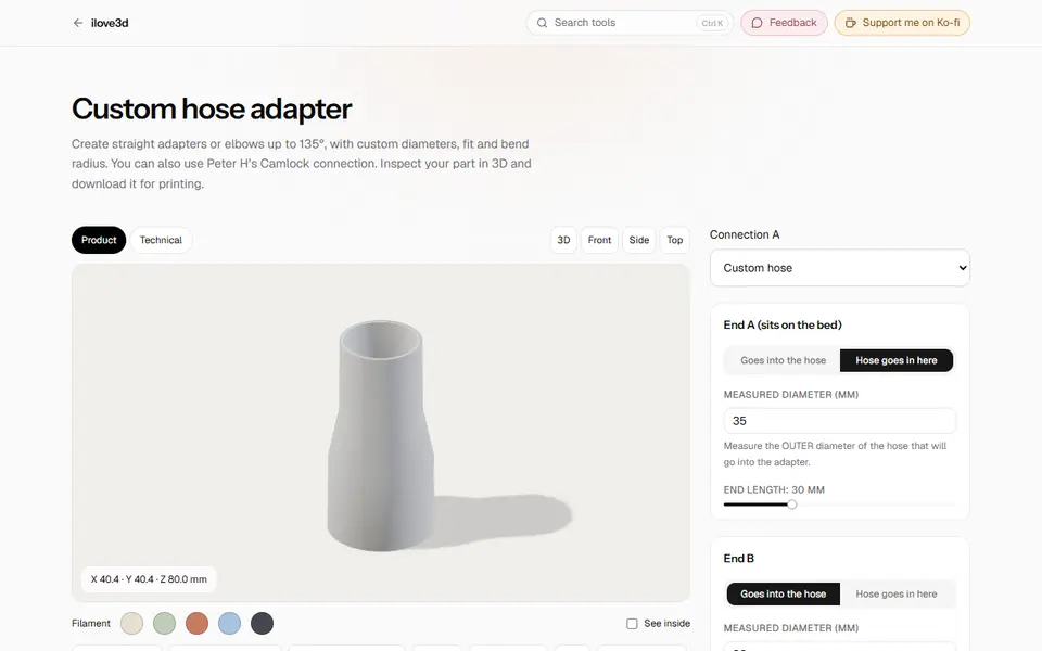 Screenshot of Hose Adapter (ilove3d)