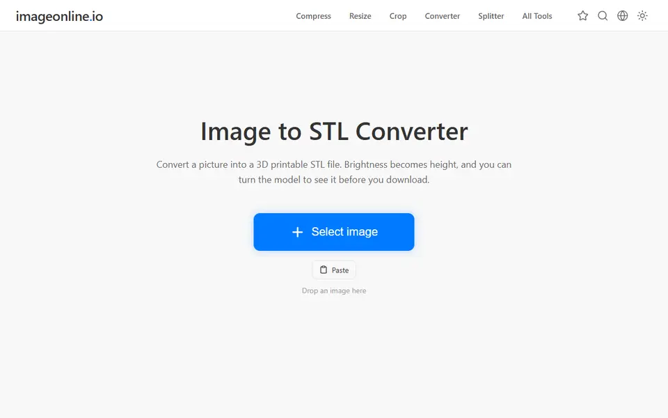 Screenshot of Image Online Image to STL
