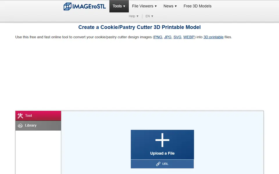 Screenshot of ImageToStl Cookie/Pastry Cutter