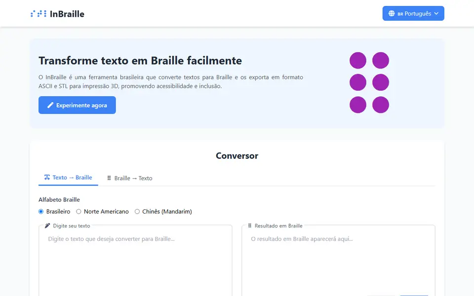 Screenshot of InBraille