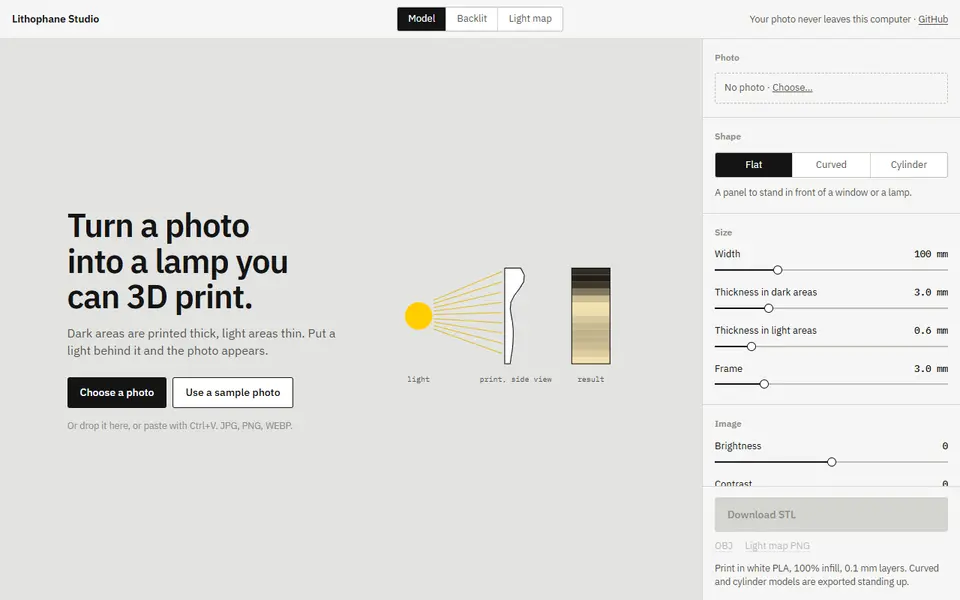 Screenshot of Lithophane Studio (metiutek)