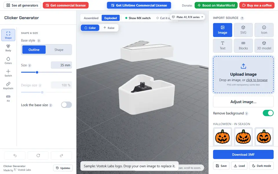 Screenshot of Clicker Generator (Vostok Labs)
