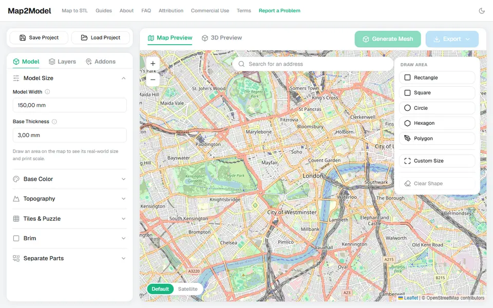Screenshot of Map2Model
