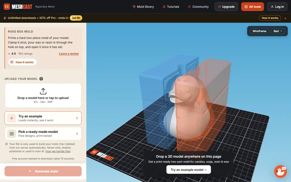 Screenshot of Meshcast Candle Mold Maker