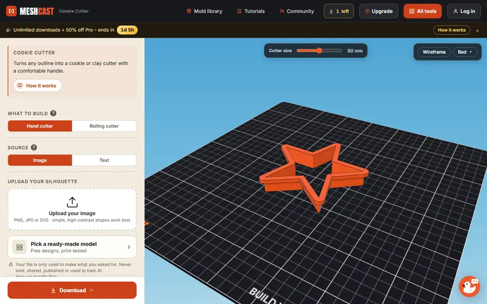 Screenshot of Meshcast Cookie Cutter Generator