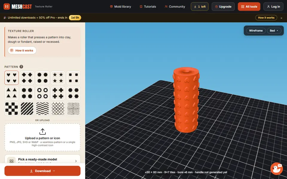 Screenshot of Meshcast Texture Roller Generator
