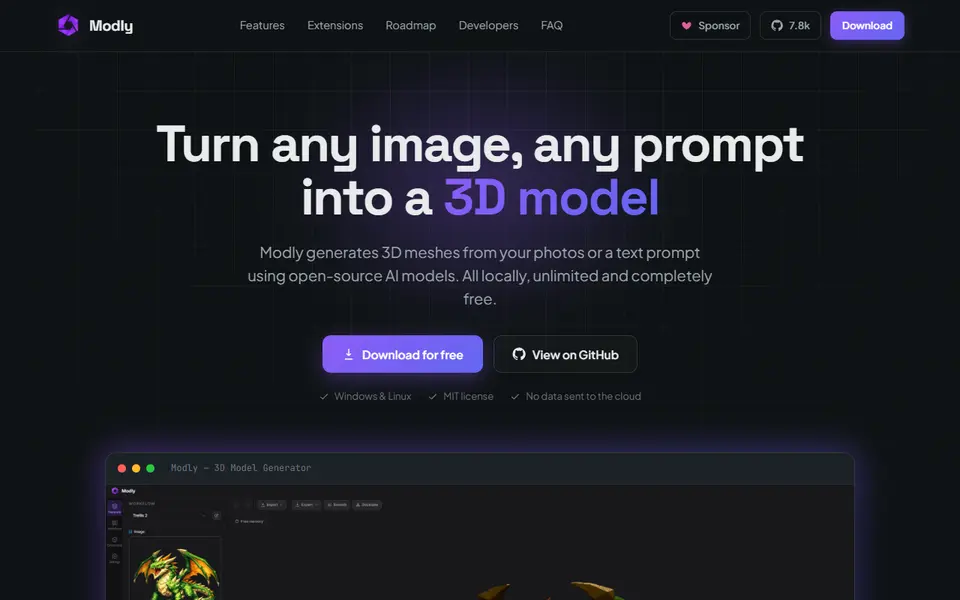 Screenshot of Modly
