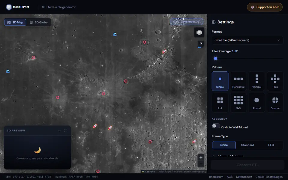 Screenshot of MoonToPrint