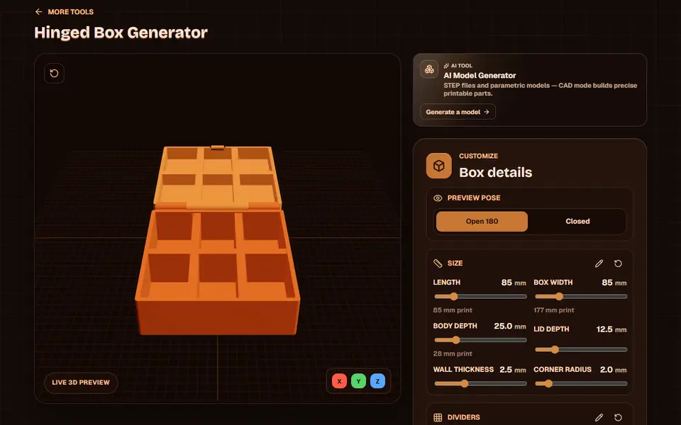 Screenshot of Obloid Hinged Box Generator