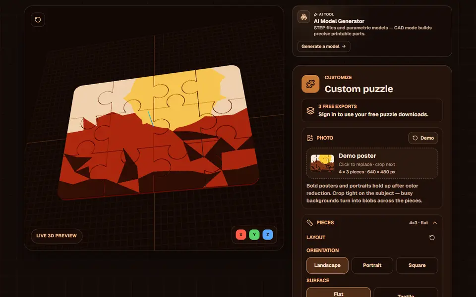 Screenshot of Obloid Photo Puzzle Generator