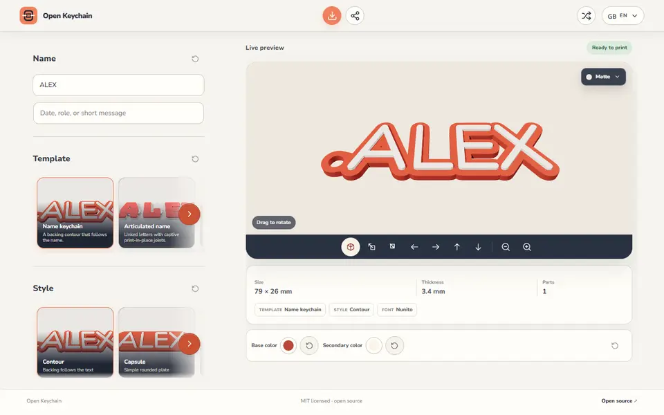 Screenshot of Open Keychain 3D
