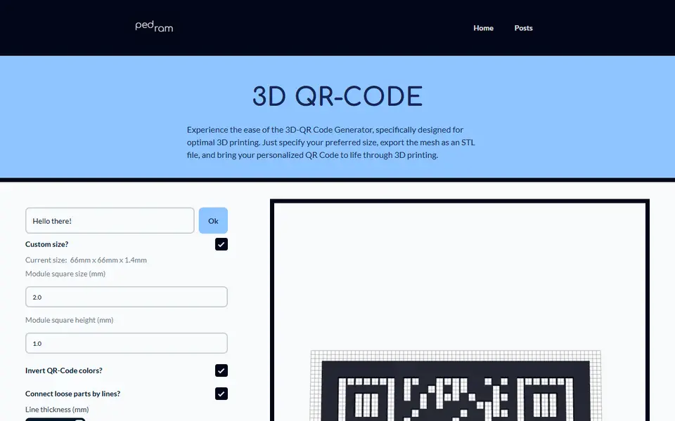 Screenshot of 3D QR-Code Generator (Pedram Ramezani)