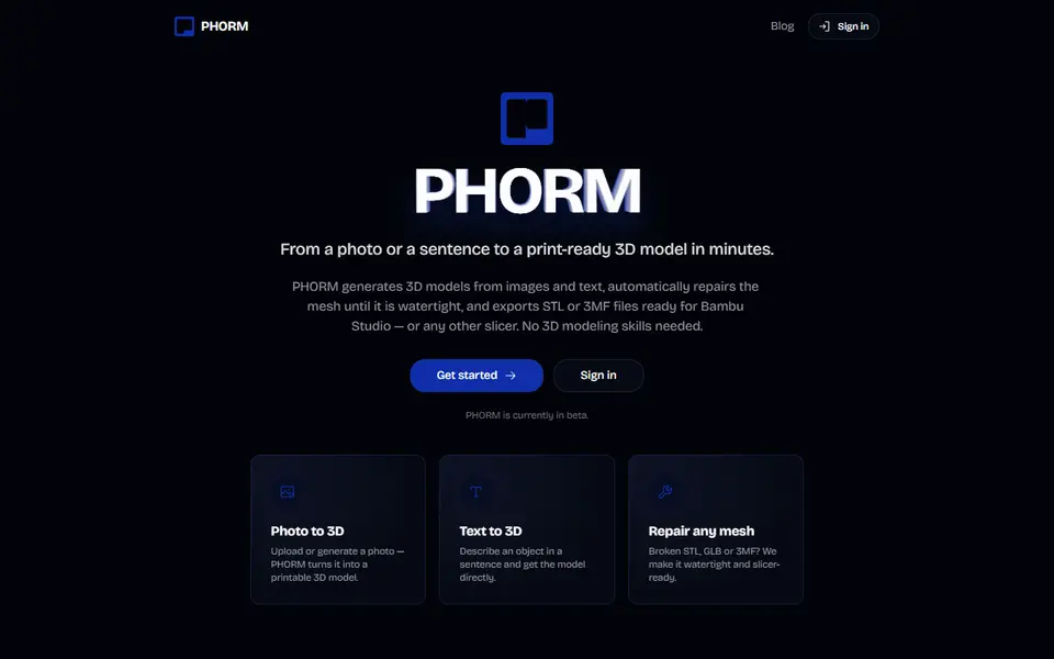 Screenshot of PHORM