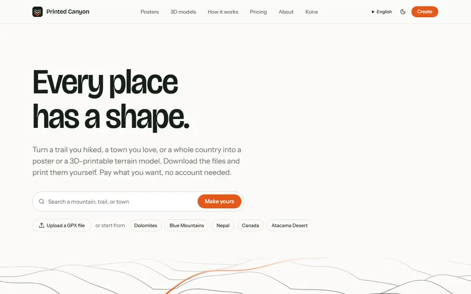 Screenshot of Printed Canyon