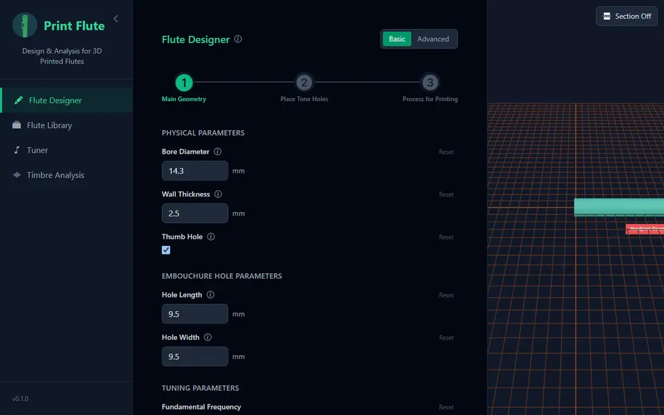 Screenshot of Print Flute