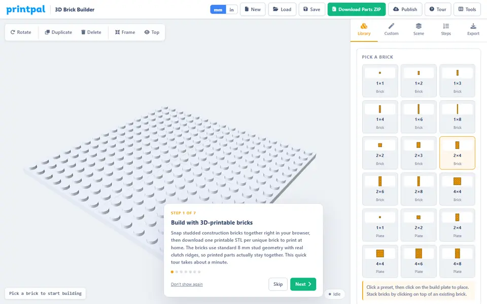 Screenshot of PrintPal 3D Brick Builder