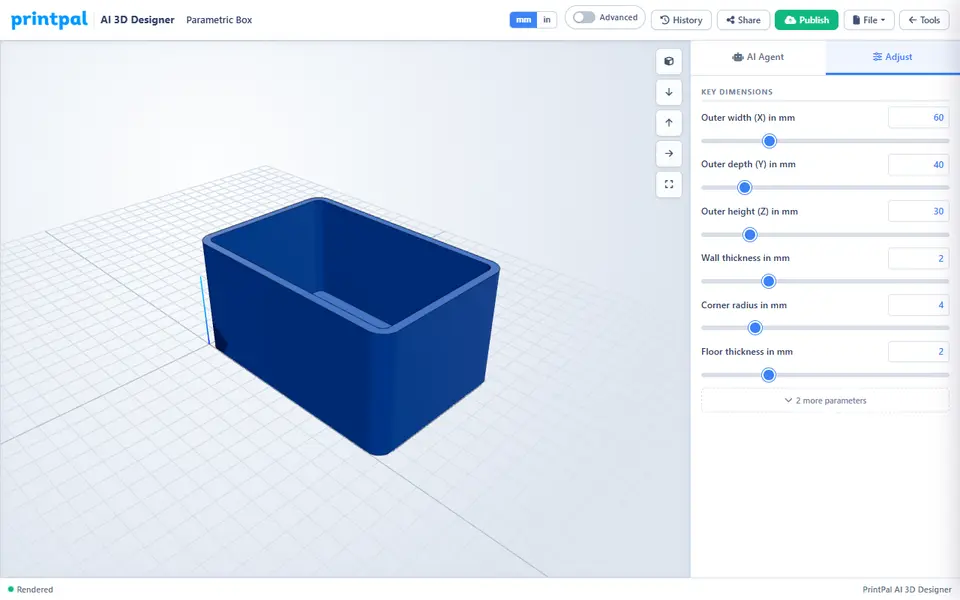 Screenshot of PrintPal CAD Agent