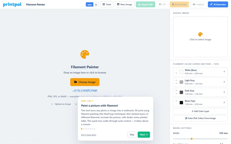 Screenshot of PrintPal Filament Painter