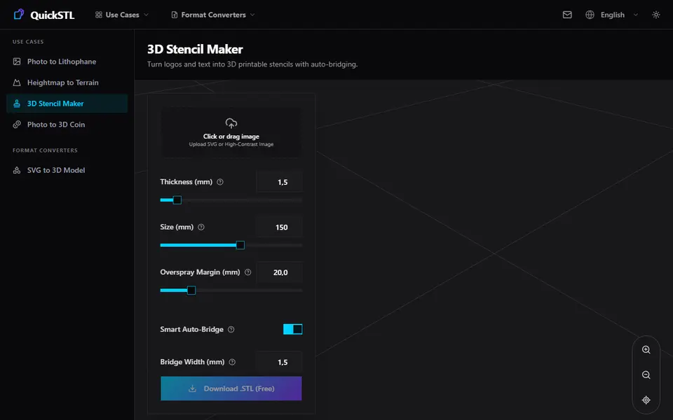 Screenshot of QuickSTL 3D Stencil Maker