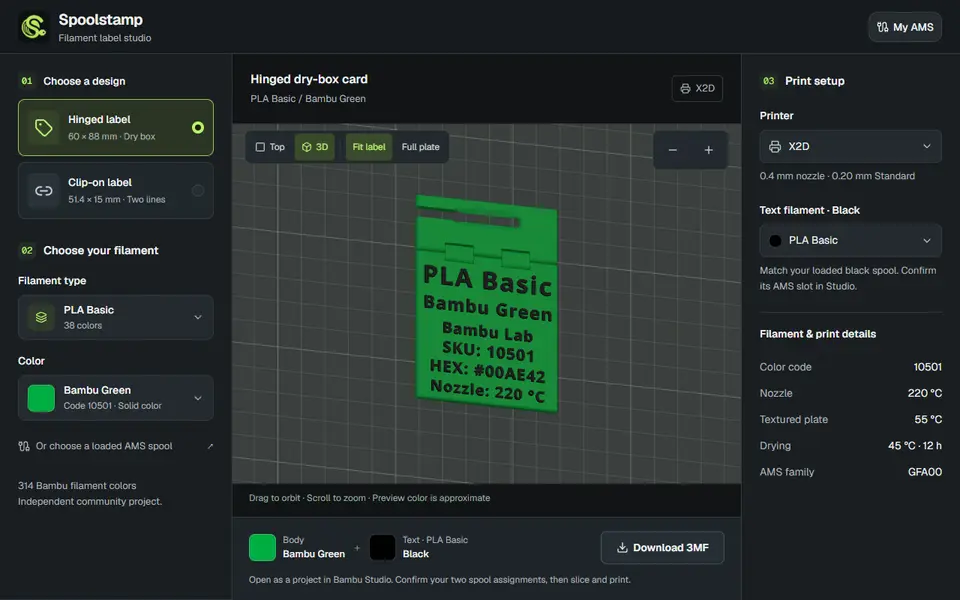 Screenshot of Spoolstamp