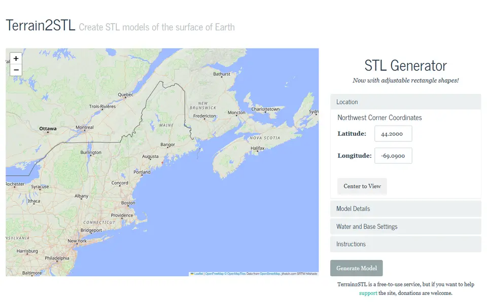 Screenshot of Terrain2STL