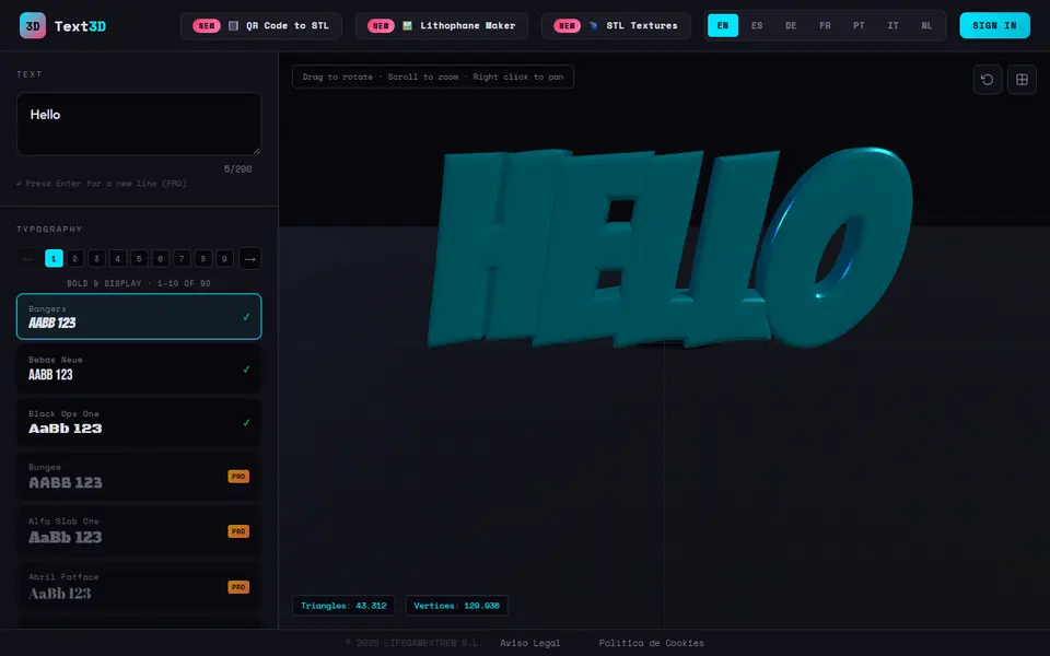 Screenshot of Text3D Maker