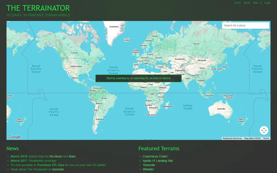 Screenshot of The Terrainator