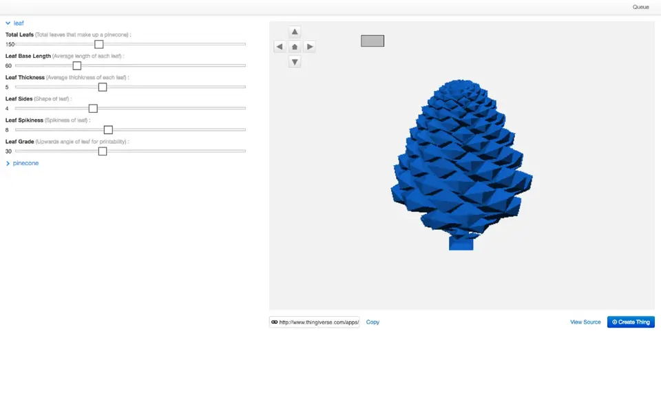 Screenshot of Thingiverse Customizer