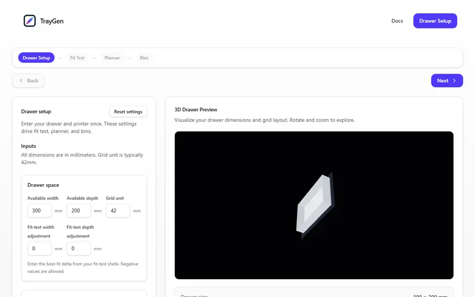 Screenshot of TrayGen