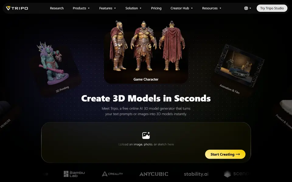 Screenshot of Tripo AI
