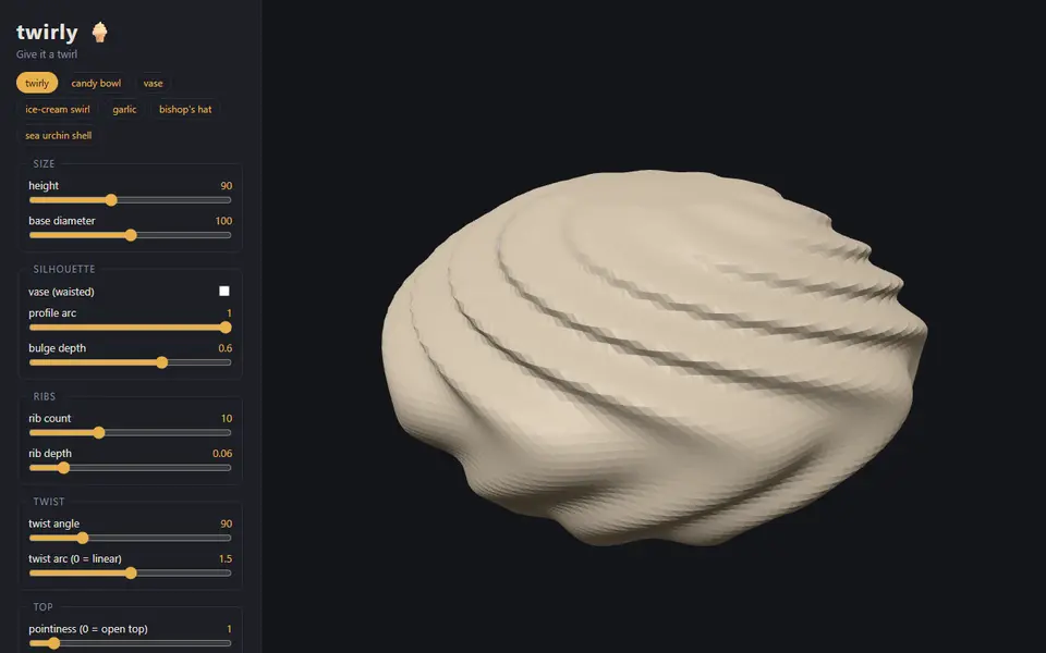 Screenshot of twirly
