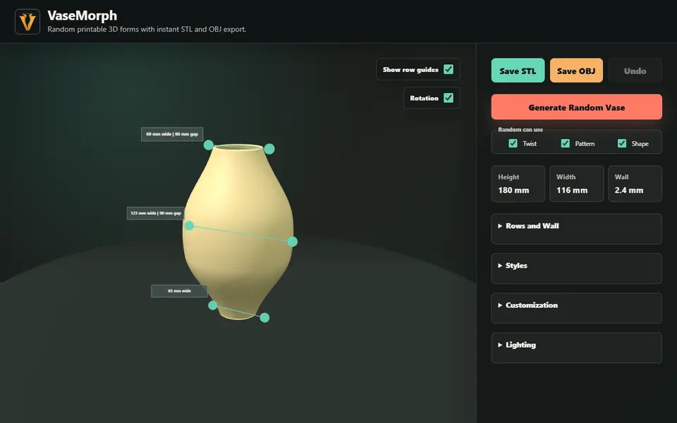 Screenshot of VaseMorph